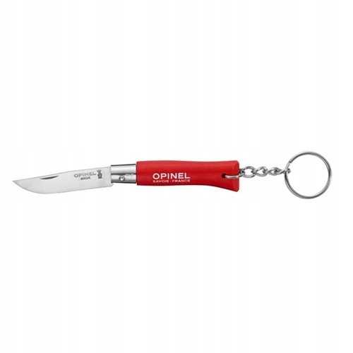 Opinel 04 Nóż Brelok Składany Stal Inox Czerwony Drewno Grabu