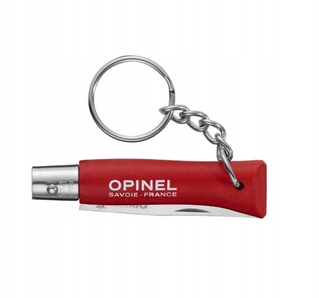 Opinel 04 Nóż Brelok Składany Stal Inox Czerwony Drewno Grabu
