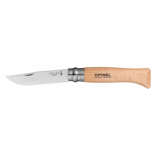 Opinel 08 Nóż Turystyczny Składany Stal Inox Natural Drewno Bukowe