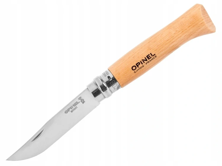 Opinel 08 Nóż Turystyczny Składany Stal Inox Natural Drewno Bukowe