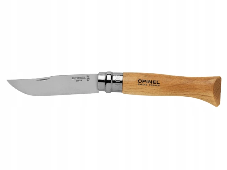Opinel 08 Nóż Turystyczny Składany Stal Inox Natural Drewno Bukowe