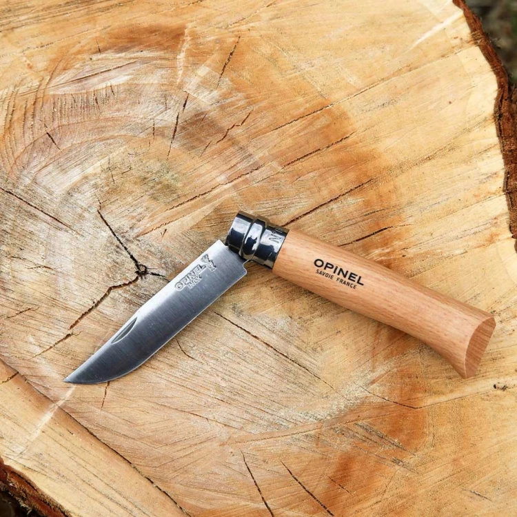 Opinel 08 Nóż Turystyczny Składany Stal Inox Natural Drewno Bukowe