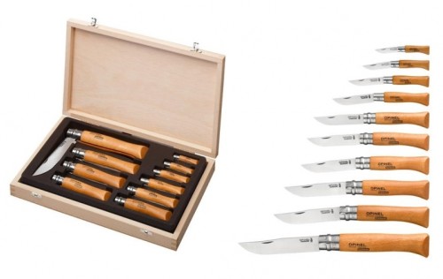 Opinel Carbon No 02-12 Zestaw Noży Skrzynia