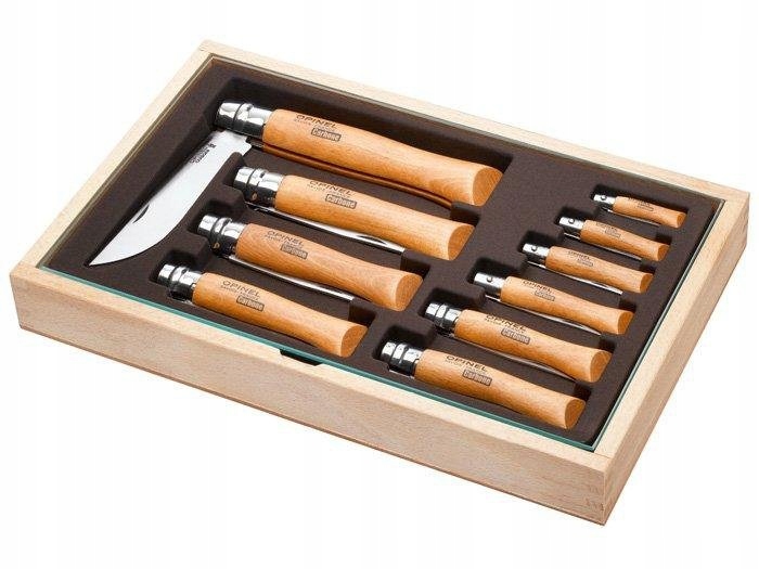 Opinel Carbon No 02-12 Zestaw Noży Skrzynia