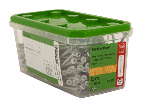 Essve Wkręty Tarasowe 4,5x75mm Decking Corrseal C4 Tx20 Do Drewna 250 Szt