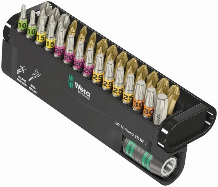 Wera Bit-check 30 Wood Tx Hf Zestaw Bitów Torx 30 El Rapidaptor Do Drewna