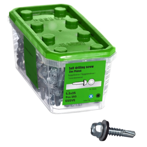 Wkręt samowiercący do blachy essve 5,5 x 25 mm zestaw 250szt