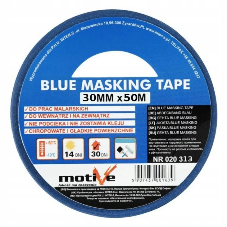 Motive 020313 Taśma Malarska Niebieska 30mm X 50m Blue Masking Tape