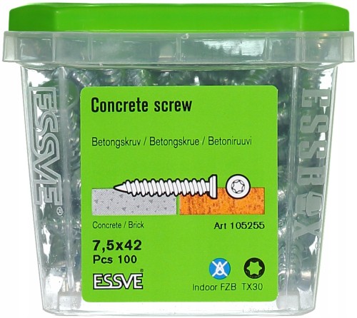 Essve 105255 Wkręt Do Betonu Ecs-c 7,5x42 Tx30 Stożkowy Ocynk C1