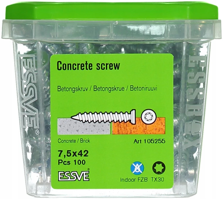 Essve 105255 Wkręt Do Betonu Ecs-c 7,5x42 Tx30 Stożkowy Ocynk C1