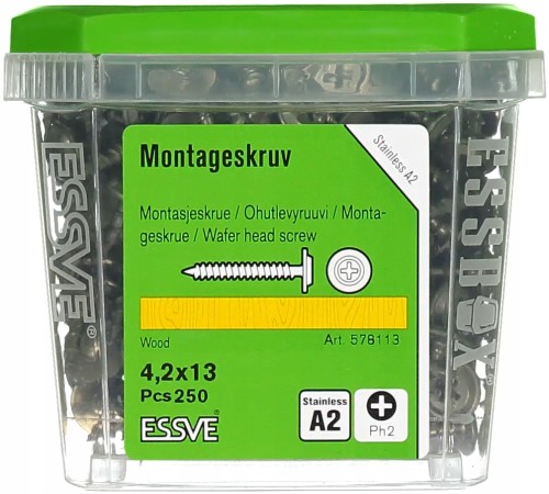 Essve 578113 wkręty montażowe 4,2x13mm a2 nierdzewne c4 ph2 250 szt