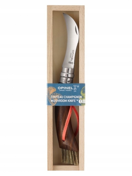 Opinel 003250 Nóż Do Grzybów No 08 Black Orzech Virobloc Prezent