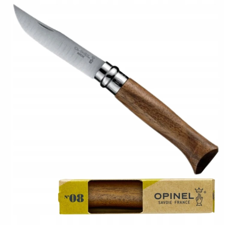 Opinel 002022 Nóż Składany No 08 Walnut Orzech Inox 85mm Virobloc