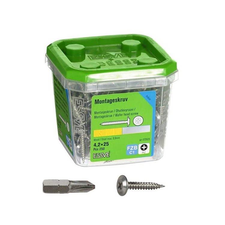Wkręt do drewna wkręt do stali wkręt montażowy essve 4,2 x 25 mm ocynk ph2 250szt