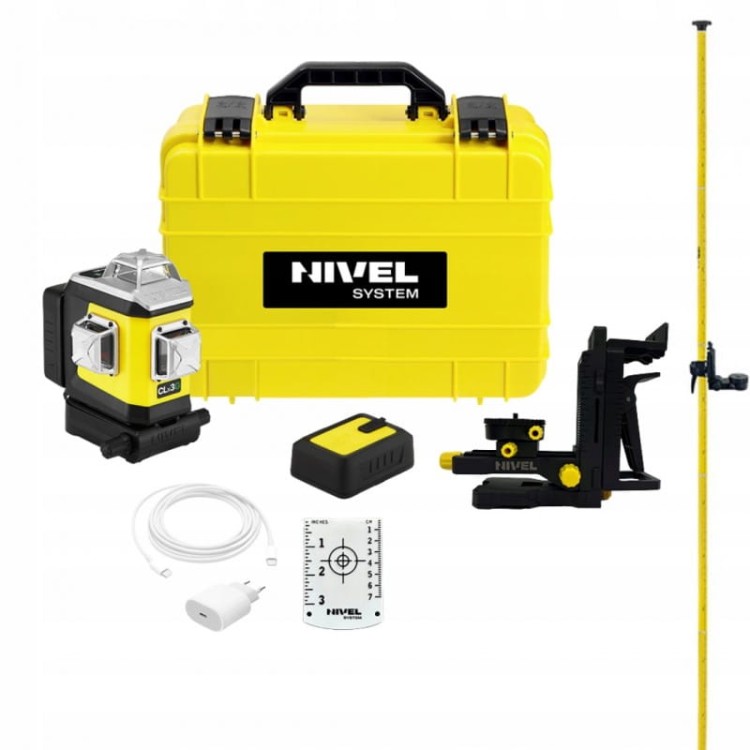 Nivel System Clx3g Laser Krzyżowy Zielony Zestaw Laser + Tyczka