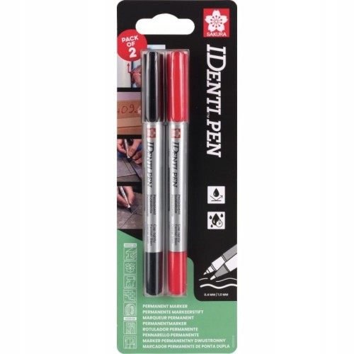 Sakura  identi-pen markery czarny czerwony do metalu ceramiki drewna