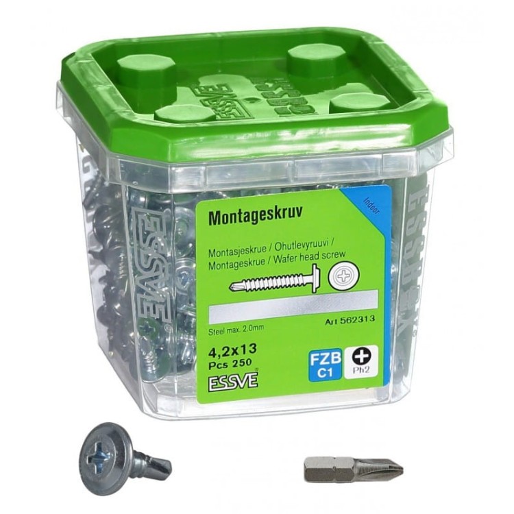 Wkręty do stali montażowe essve 4,2 x 13 mm 250szt z wiertłem ph2