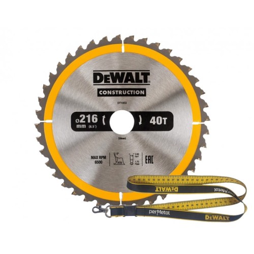 DeWalt DT1953-QZ Piła tarczowa do cięcia drewna 216x30mm