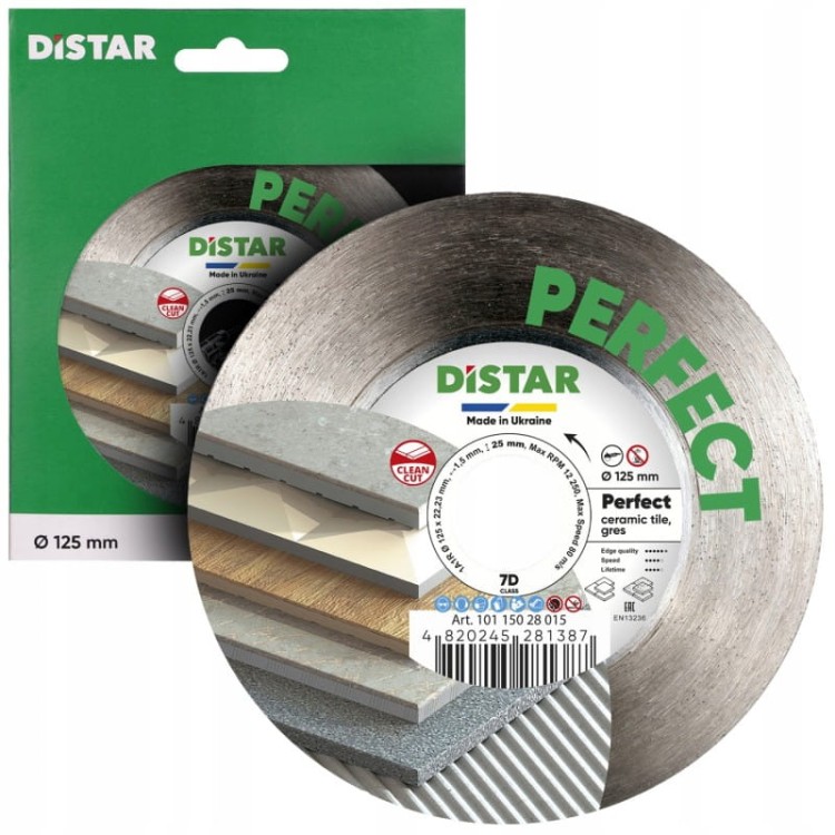 Distar Tarcza Diamentowa do cięcia gresu Perfect 125x1,5x25x22,23h