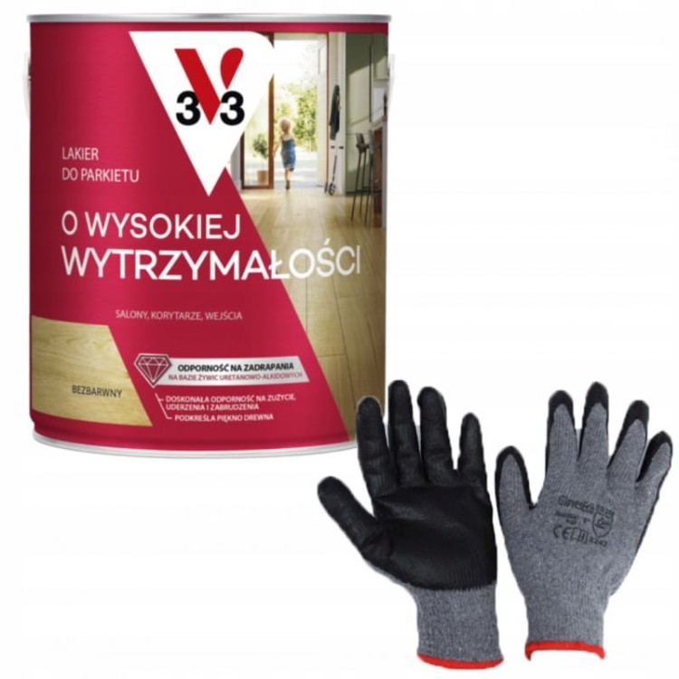 V33 lakier do drewna do parkietu o wysokiej wytrzymałości bezbarwny połysk 2,5l