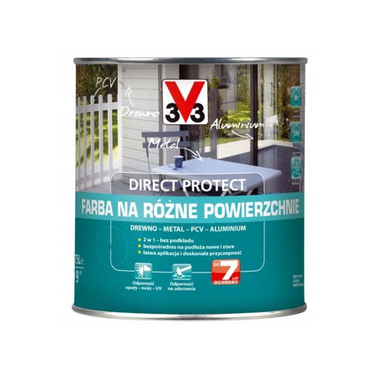 V33 farba uniwersalna  direct protect metal pcv drewno aluminium antracyt piaskowy 0,75l