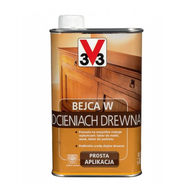 V33 farba bejca w odcieniach drewna 0,5l dąb jasny