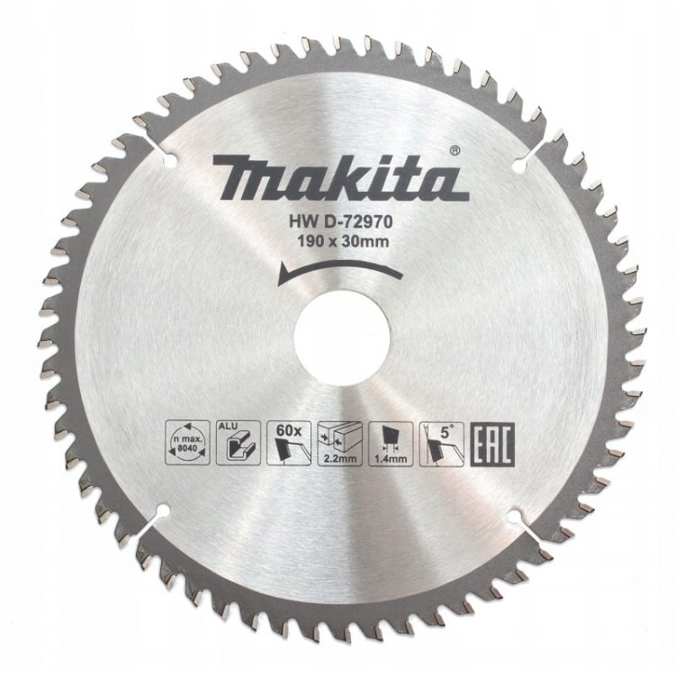 Makita d-72970 tarcza do metalu 190x30mm 60z do aluminium
