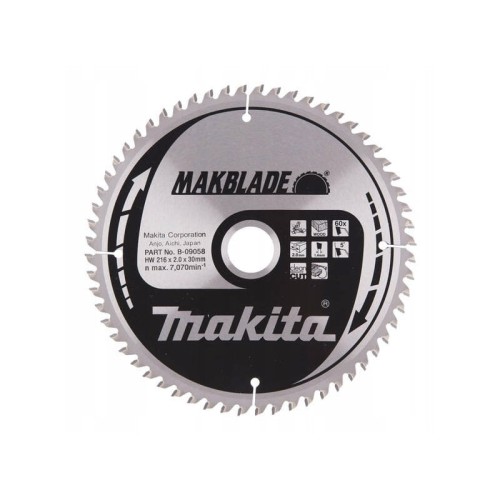 Makita b-09058 tarcza do cięcia drewna makblade t.C.T, 216 x 30 mm, 60 zębów