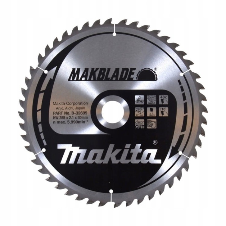Makita B-32699 Tarcza Tnąca Makblade 255x30, 48z Drewno