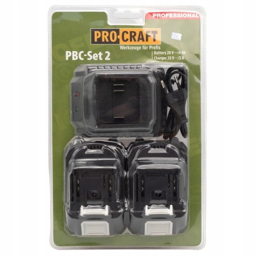 Procraft Pbc Set-2 Zestaw 2 Akumulatory 20v 4ah + Ładowarka Li-ion