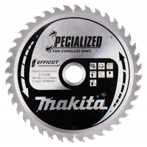 Makita e-12158 tarcza  do drewna efficut 165x20mm 40z do desek kompozytowych mdf