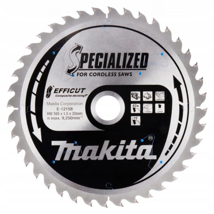 Makita e-12158 tarcza  do drewna efficut 165x20mm 40z do desek kompozytowych mdf