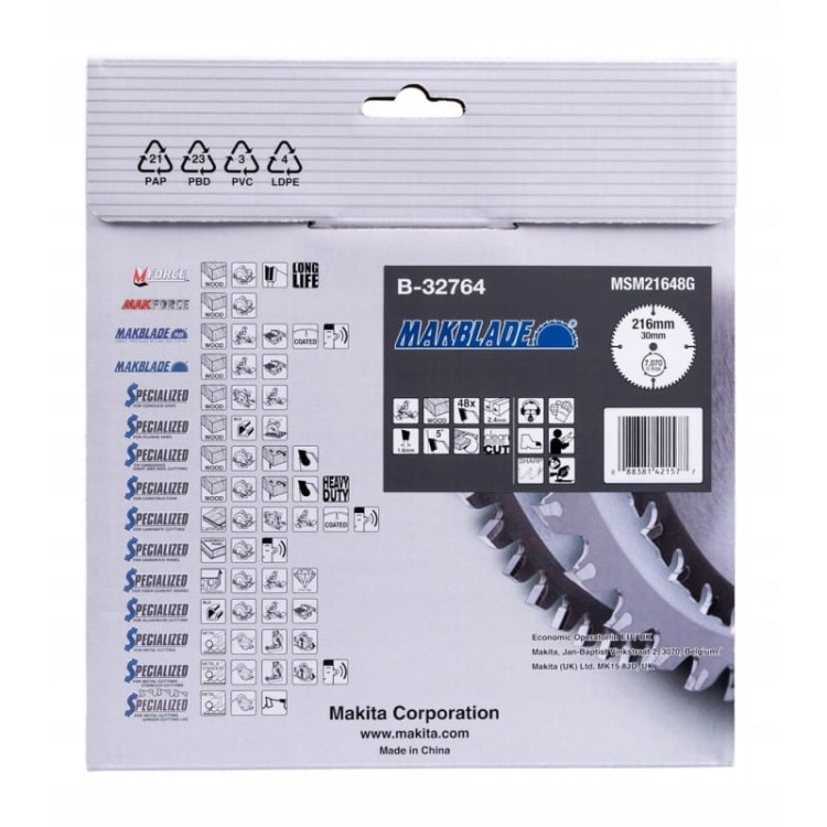 Makita B-32764 Tarcza Do Drewna Tnąca Makblade 216x30mm 48z