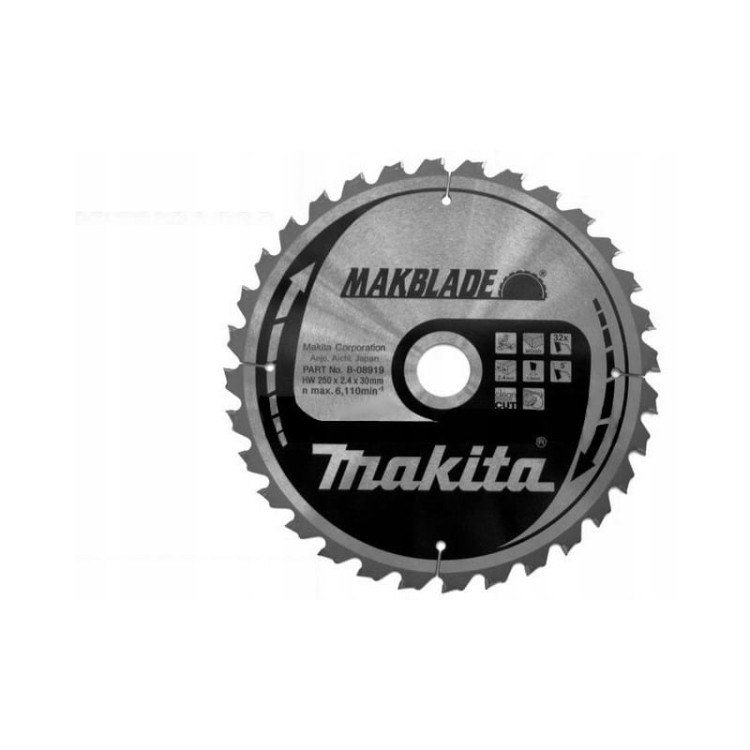 Makita b-08919 tarcza tnąca do drewna makblade 250 x 30 mm