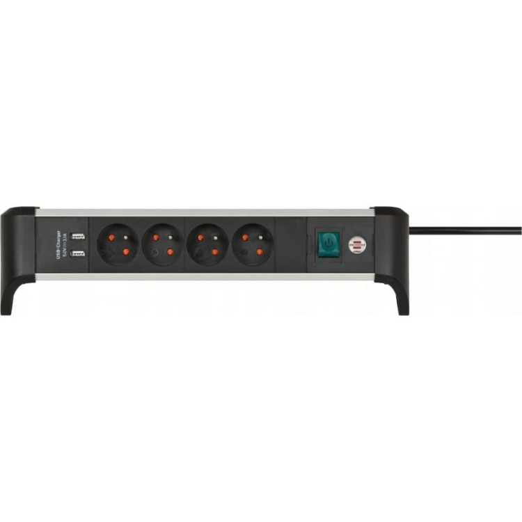 Brennenstuhl alu-office-line listwa zasilająca przedłużacz 4 gniazda 2xusb