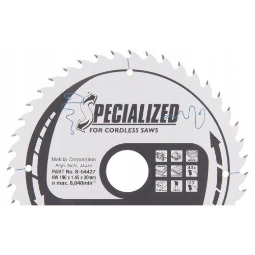 Makita b-54427 tarcza do drewna, specialized t.C.T, 190 x 30 mm, 44 zęby