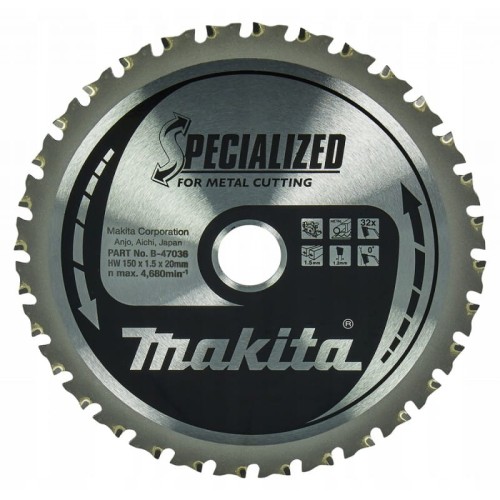 Makita b-47036 tarcza tnąca specialized 150x20mm 32z metal