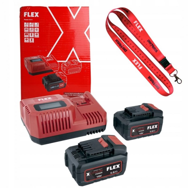 Flex zestaw zasilający akumulatory li-ion flex ładowarka + 2xaku 5.0ah 18 v