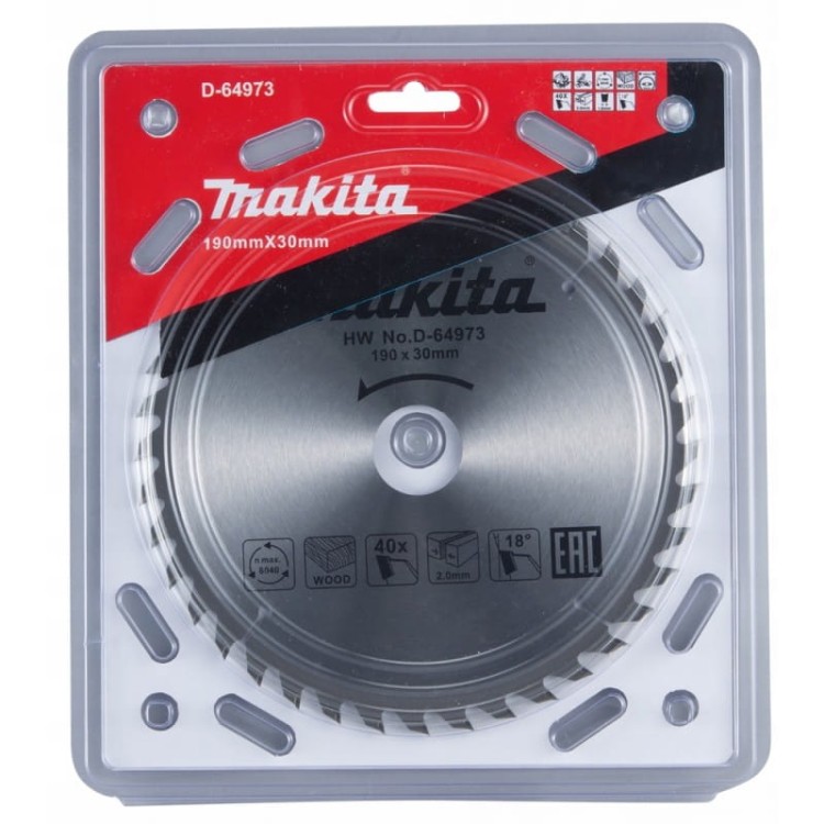 Makita D-64973 Tarcza Tnąca Standard T.c.t, 190x30, 40z, Drewno