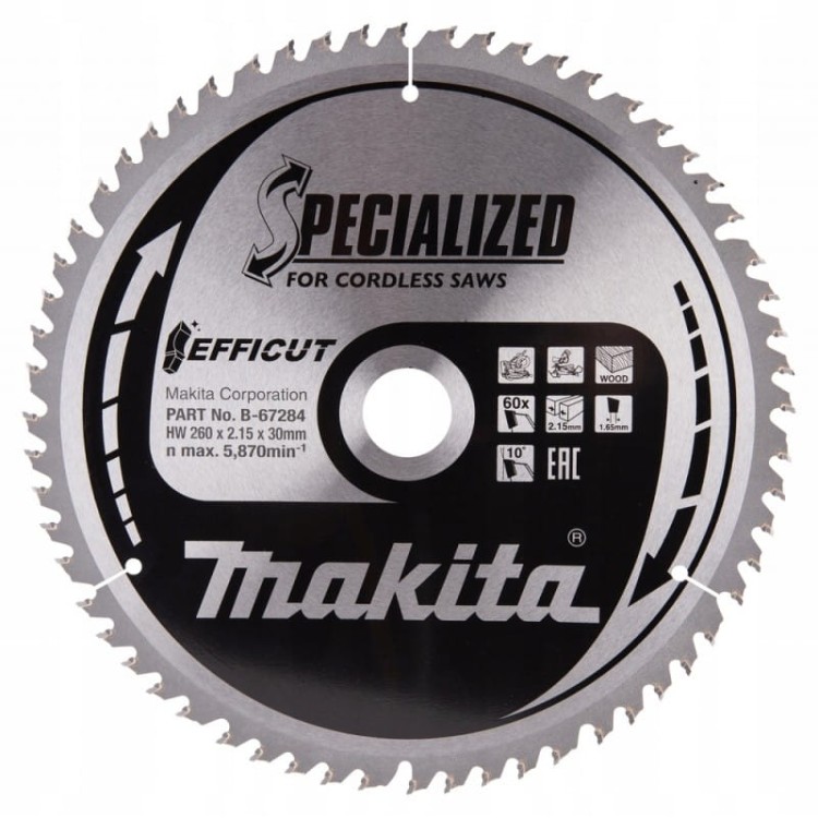 Makita b-67284 tarcza tnąca efficut 260x30 60z drewno