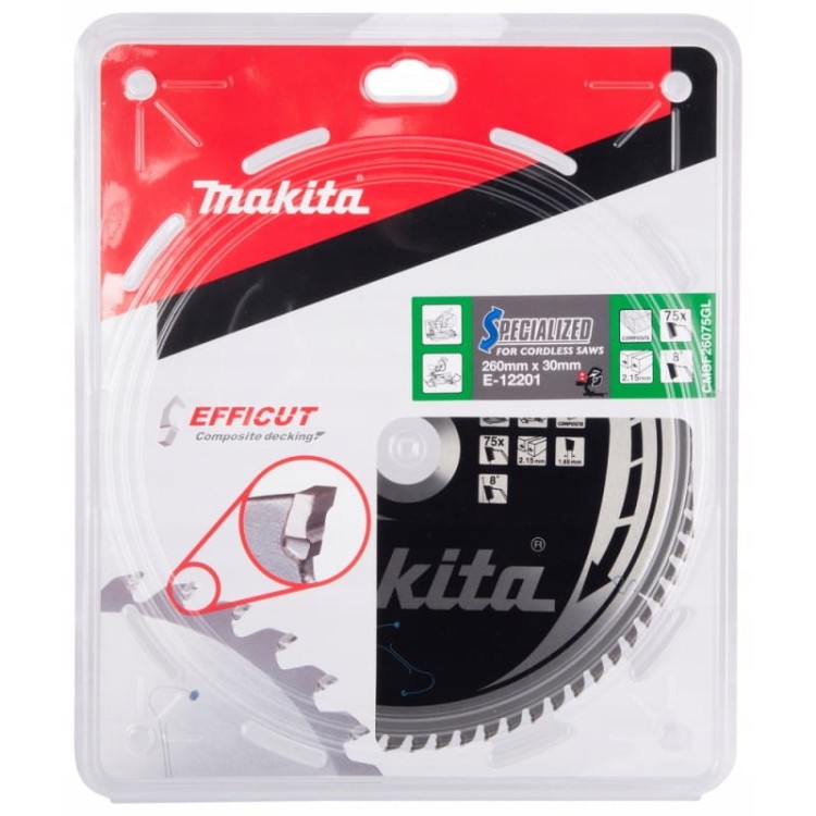 Makita e-12201 tarcza  do drewna efficut 260x30mm 75z do desek kompozytowych mdf