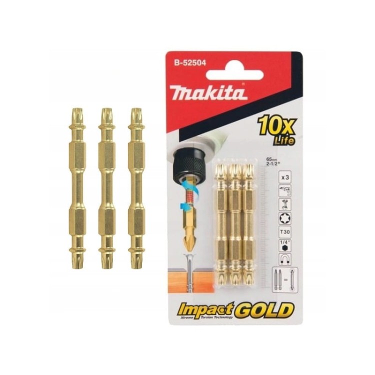 Makita zestaw bitów T30 końcówka podwójna 3szt