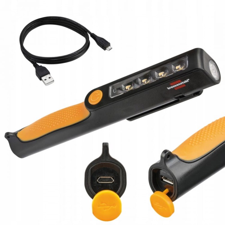Brennenstuhl latarka lampa led 4+1 klips manges aku usb mini kieszonkowa