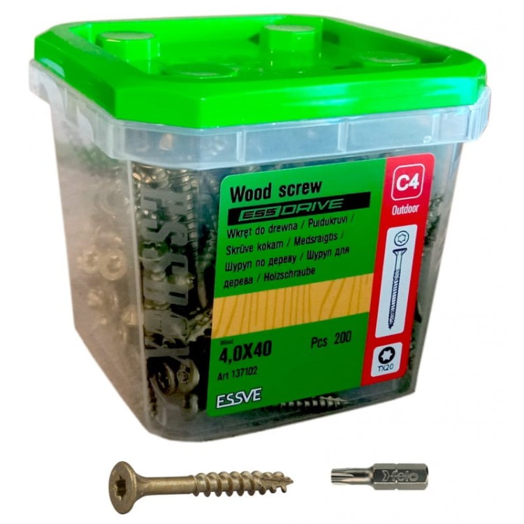 Wkręt do drewna ESSVE  Corrseal  4,0 x 40 mm zestaw 200szt
