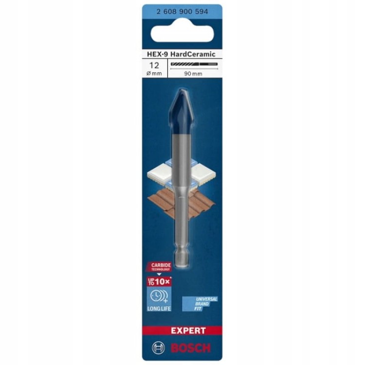 Bosch Hex-9 Hard Ceramic Wiertło Do Płytek Ceramicznych 12x90mm