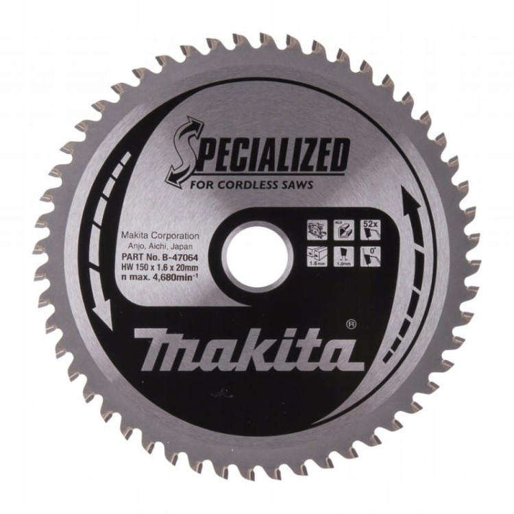 Makita b-47064 tarcza tnąca specialized 150x20mm 52z aluminium