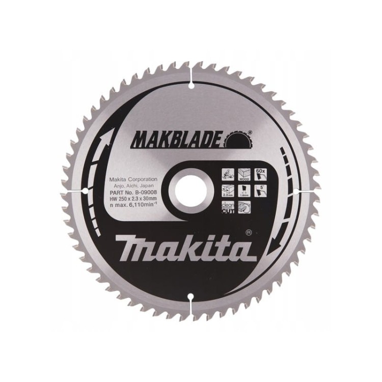 Makita b-09008 tarcza do cięcia drewna makblade t.C.T, 250 x 30 mm, 60 z