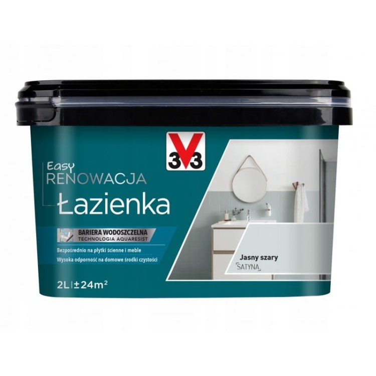 V33 farba akrylowa renowacyjna łazienka płytki meble jasny szary 2l