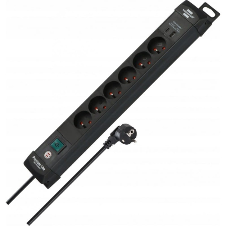 Brennenstuhl Listwa Zasilająca 6 Gniazd + Usb-c Pd 30w I Usb-a 3m Czarna