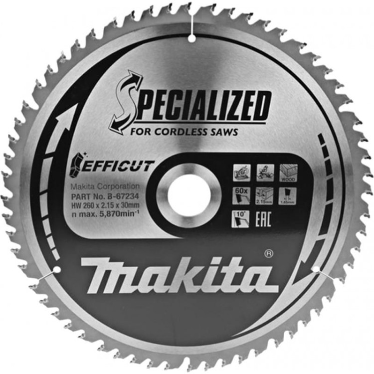 Makita b-67234 tarcza do drewna efficut t.C.T, 260 x 30 mm, 60 z